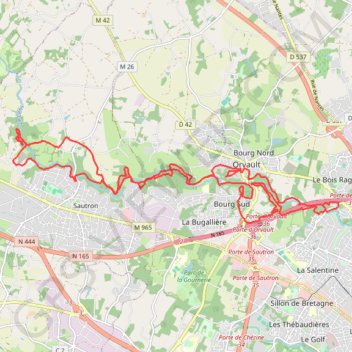 Trace GPS Orvault vallée du sens, itinéraire, parcours