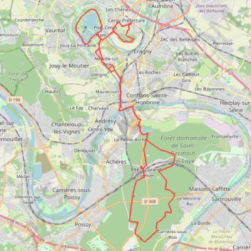Trace GPS Cergy - Saint-Germain - Mare aux canes, itinéraire, parcours
