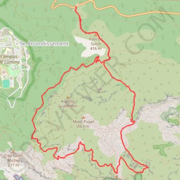 Trace GPS Calanques tour du mont Puget à partir de la Gineste, itinéraire, parcours