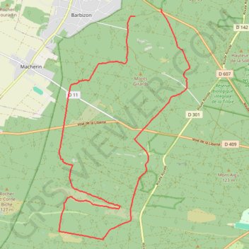 Trace GPS Carrefour de l'Épine - Fontainebleau, itinéraire, parcours