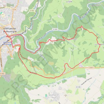 Trace GPS Circuit Villefranche de Rouergue, itinéraire, parcours