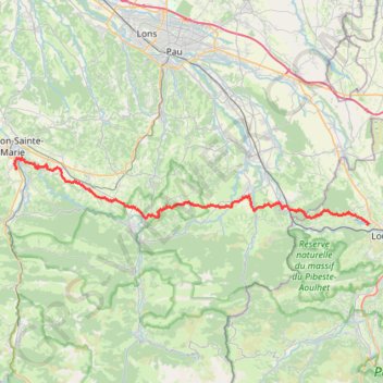 Trace GPS Gurmencon Lourdes 60km par GR, itinéraire, parcours