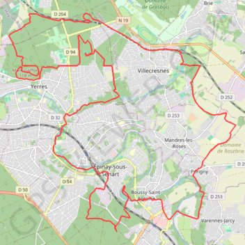 Trace GPS L'Essonien - Yerres, itinéraire, parcours
