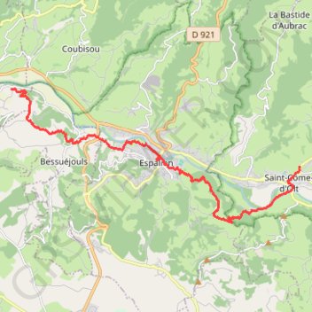 Trace GPS Saint Côme d'Olt - Estaing, itinéraire, parcours