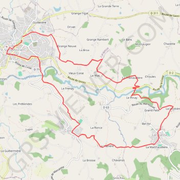 Trace GPS De Saint symphorien à Larajasse, itinéraire, parcours