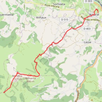 Trace GPS Col d'Urdanzia - Saint Jean Pied de Port, itinéraire, parcours