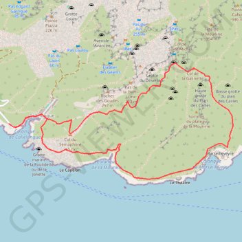 Trace GPS Calanques - Callelongue - Mounine - Marseilleveyre, itinéraire, parcours