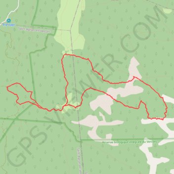 Trace GPS À travers les Erges, point 1704, itinéraire, parcours