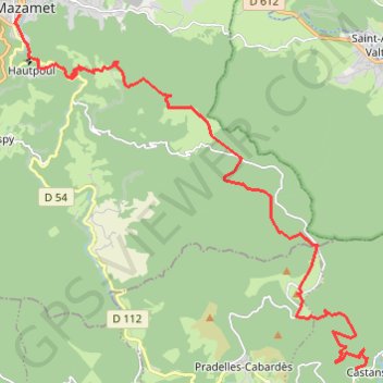 Trace GPS Tour du Haut-Languedoc, j2, Laviale - Mazamet, itinéraire, parcours