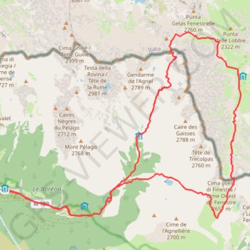 Trace GPS Rando ski Boréon-Agnel-Baisse Margot-Col Fenestre-Pas Ladres-Boréon, itinéraire, parcours