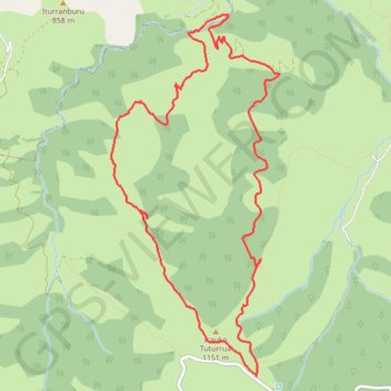 Trace GPS Iraukotuturru au départ du Col d'Irau, itinéraire, parcours