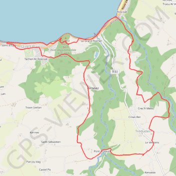 Trace GPS Saint Efflam, le rocher rouge, itinéraire, parcours