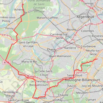 Trace GPS Etoile Versailles Acheres, itinéraire, parcours