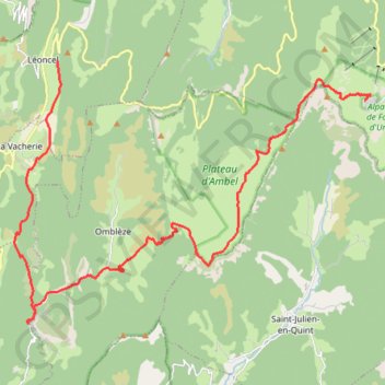 Trace GPS GTV - Tour du Vercors à pied - Font d'Urle - Léoncel, itinéraire, parcours