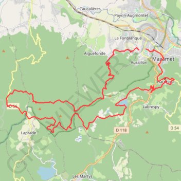 Trace GPS Mazamet - Fontbruno, itinéraire, parcours