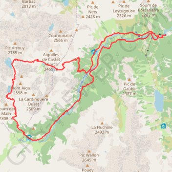 Trace GPS Circuit des lacs en vallée du Marcadau, itinéraire, parcours