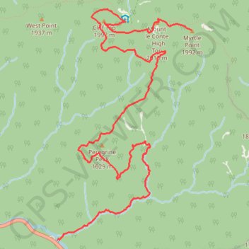 Trace GPS Mount LeConte, Cliff Top and Myrtle Point, itinéraire, parcours