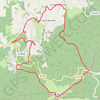 Trace GPS Chevinay - Col de la Luére-Saint-Bonnet-le-Froid, itinéraire, parcours