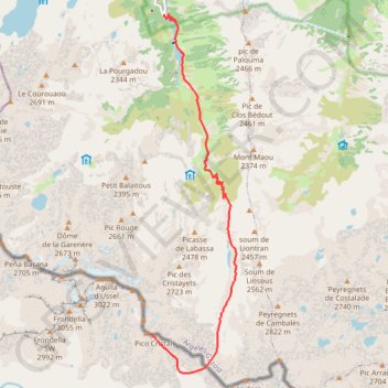 Trace GPS Le Gavizo-Cristail depuis la porte d'Arrens, itinéraire, parcours