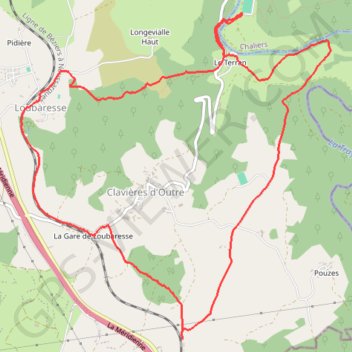 Trace GPS Circuit Margeride Truyère - Loubaresse, itinéraire, parcours