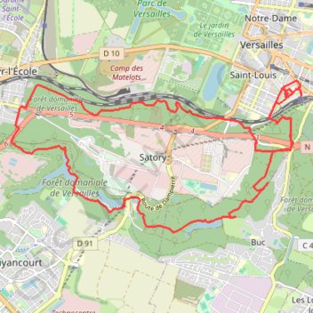 Trace GPS Versailles - le plateau de Satory, itinéraire, parcours