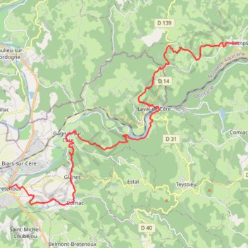 Trace GPS La Via Arverna (Camps-Saint-Mathurin - Bretenoux), itinéraire, parcours