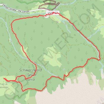 Trace GPS Dolomites (Südtyrol) près de Saint Maddalena, itinéraire, parcours