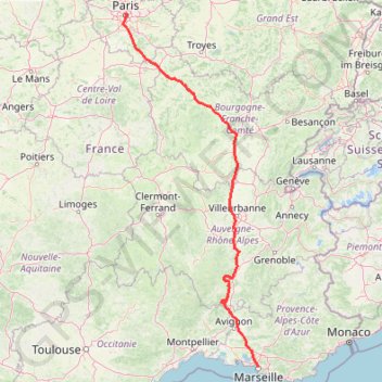 Trace GPS Itinéraire de paris à Marseille, itinéraire, parcours