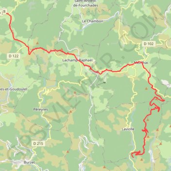 Trace GPS Descente en VTT depuis le Mont Gerbier-de-Jonc, itinéraire, parcours