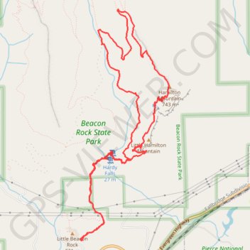 Trace GPS Hamilton Mountain Loop via Hardy and Rodney Falls, itinéraire, parcours
