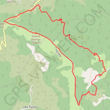 Trace GPS Le grand Delmas, la crête de Couspeau, itinéraire, parcours