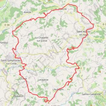 Trace GPS Aveize - Coise - Larajasse - Saint Martin en Haut - Duerne - Aveize, itinéraire, parcours