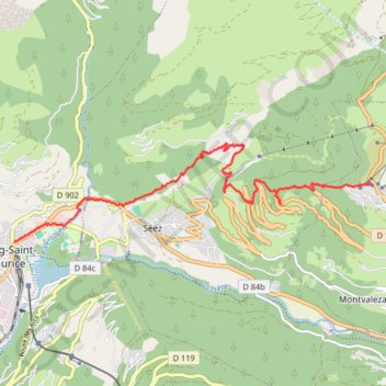 Trace GPS Bourg-Saint-Maurice à la Rosière 1850, itinéraire, parcours