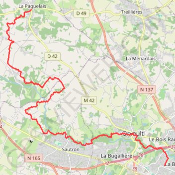 Trace GPS De La Paquelais (44) à Orvault (44) Petit Chantilly, itinéraire, parcours