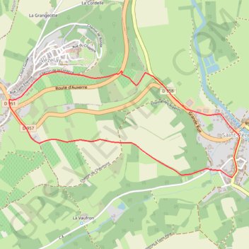 Trace GPS Boucle pédestre entre Vézelay et Saint-Père, itinéraire, parcours
