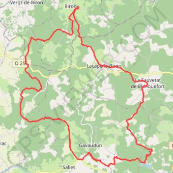Trace GPS Entre Biron et Gavaudun, itinéraire, parcours