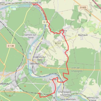 Trace GPS De Thomery à Fontaine-le-Port, itinéraire, parcours
