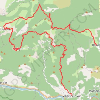 Trace GPS Bairols -Villars sur Var (06), itinéraire, parcours