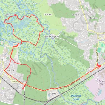 Trace GPS Tour du bassin d'Arcachon à pied jour 3, itinéraire, parcours