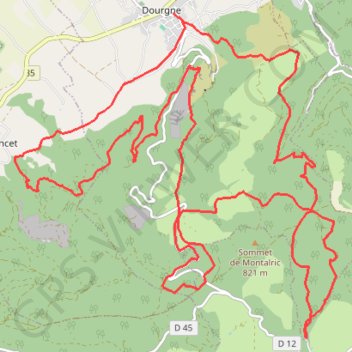 Trace GPS Dourgne, Montagne noire, itinéraire, parcours