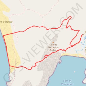 Trace GPS La tour génoise de Roccapina, itinéraire, parcours