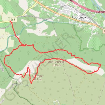 Trace GPS Le Mont Aurélien, itinéraire, parcours