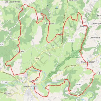 Trace GPS Montbron 37 kms, itinéraire, parcours