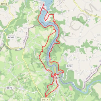 Trace GPS Lac d'Eguzon Croizant 19.7km, itinéraire, parcours