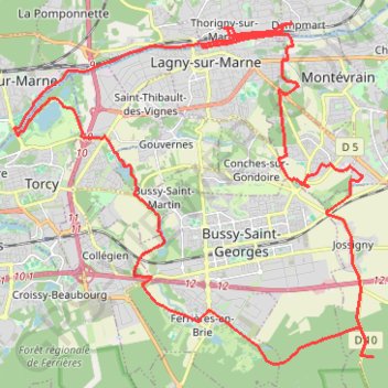 Trace GPS Jossigny, itinéraire, parcours