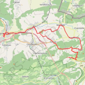 Trace GPS Suisse, montée au dessus de Saint-Ursanne, itinéraire, parcours