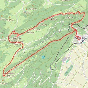 Trace GPS Suchet et Aiguilles de Baulme, itinéraire, parcours