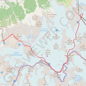 Trace GPS Mont Blanc par les 3 Monts, itinéraire, parcours