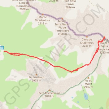 Trace GPS Punta Merciantaira (Grand Glaiza), itinéraire, parcours