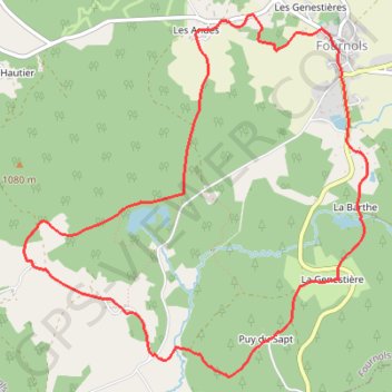 Trace GPS Fournols - Puy du Sapt, itinéraire, parcours